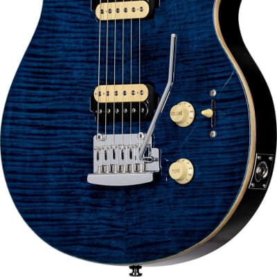 Sterling AX3FM Axis Flame Maple Top Electric Guitar, Neptune Blue image 2