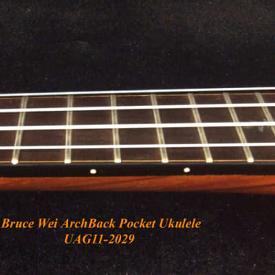 Bruce Wei Carved Archback Solid Curly Hawaiian Koa, Acacia Piccolo/ Pocket Ukulele, HummingBird Inlay UAG11-2029 image 9