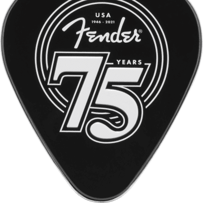 198-0351-075 Fender 75th Anniversary Pick Tin (18) Med Celluloid 1946-2021 image 3