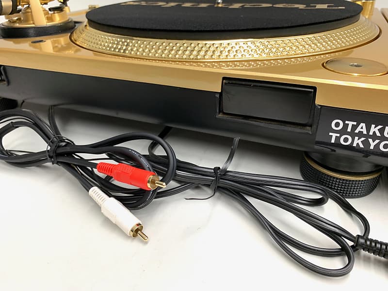 2 Technics SL-1200 MK5 Custom Gold Turntables with White LED