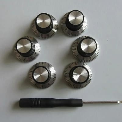 Chrome 10 Piece Guitar AMP Amplifier Effect Pedal Knobs