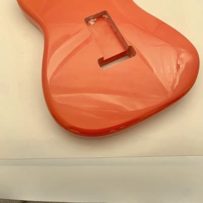 4lbs BloomDoom Nitro Lacquer Aged Relic Orangey Fiesta Red HSH S-Style Vintage Custom Guitar Body image 11