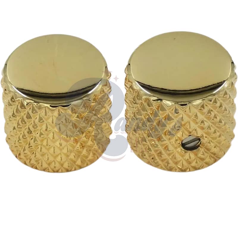 Advanced Plating Inc (API) 3015G Heavy Knurled Flat Top Telecaster® Knobs (2-Pack) Gold - Fits Fender® image 1