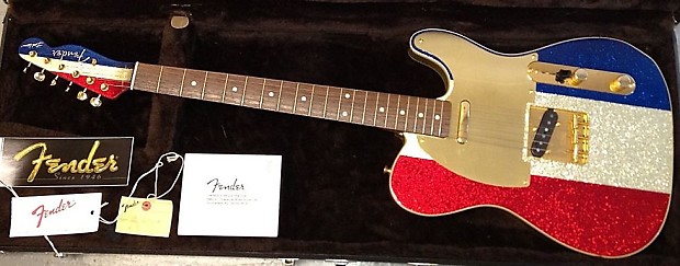 Factory Electric Guitar Telecaster Red White Blue Fast Ship Buck Owens Dot  Inlay