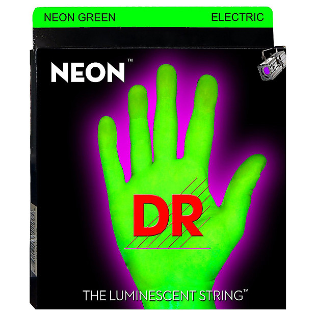 DR Neon Phosphorescent Green HiDef Medium Electric Guitar Strings image 1
