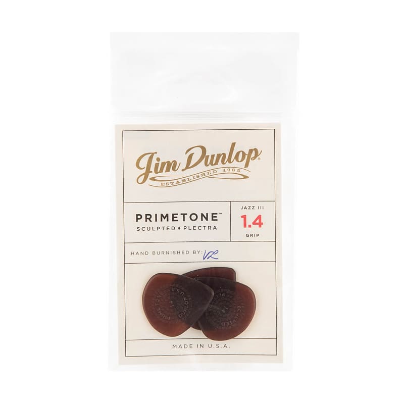 Dunlop 518P1.4 Primetone® Jazz III Picks Grip Surface Three Picks image 1