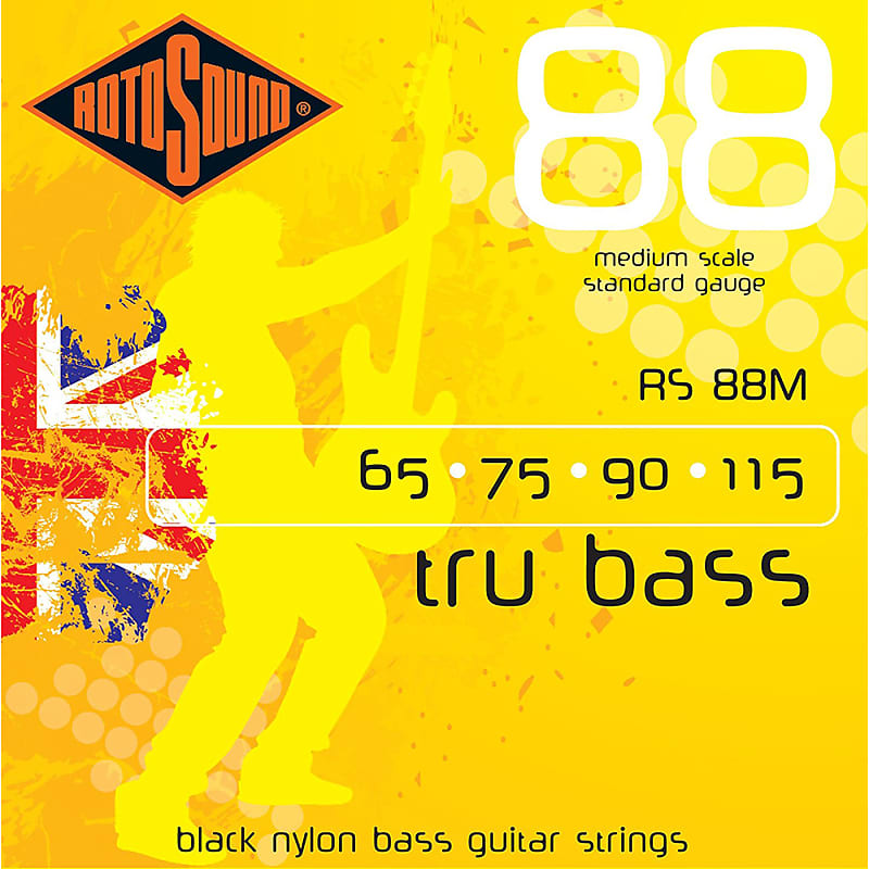 Rotosound RS88M Tru Bass 88 Black Nylon Tapewound Medium Scale Strings 60-115 image 1