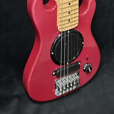 Unbranded Mini Strat Roadie Travel Guitar w Integrated speaker - Red image 8