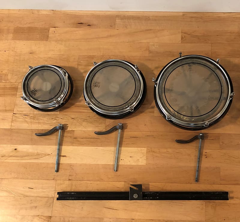 3 Remo Rototoms:  6" / 8" / 10" with 24" Mounting Crossbar image 1