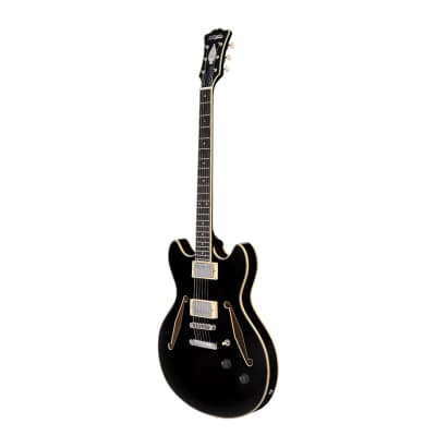 D'Angelico Excel DC Tour Electric Guitar - Solid Black image 3