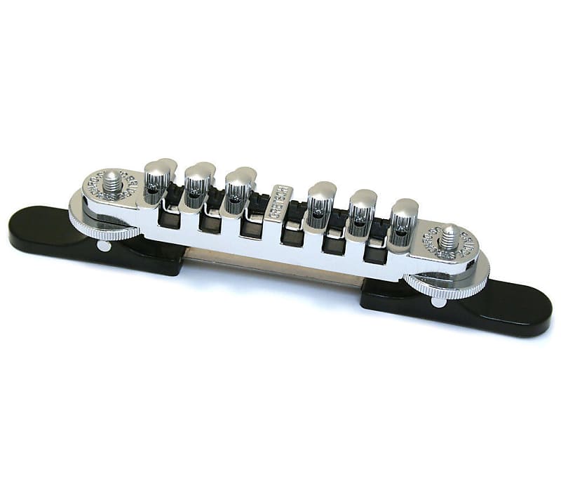 Genuine Gretsch SynchroSonic Adjustable Roller Guitar Bridge with Base - CHROME image 1