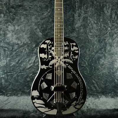 National Reso-Phonic Style O Brass Bodied 12 Fret 2023 Mirror Nickel with Deco Palm Tree Design - IN STOCK NOW! image 8