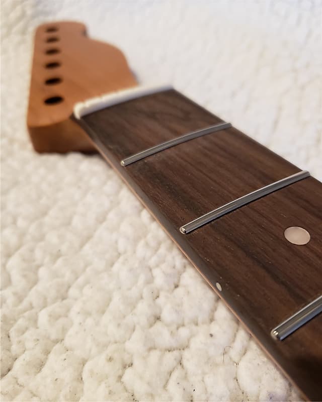 Roasted,USA made Vintage Nitro neck,Walnut insert,Rounded edges,NO fret tangs,Made for a Tele body.# MWNT-R1. "You never felt frets like this." image 1