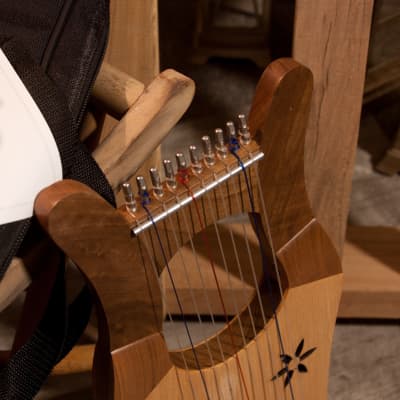 Mid-East HKNMW-L-1 Mini Kinnor Harp Walnut with Gig bag & Tuning Tool- Light - *Blemished* image 4