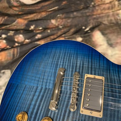 BLUE AXCESS 🦋! 2013 Gibson Custom Shop Les Paul Standard Axcess Figured Trans Translucent Transparent Blue Burst Ocean Water Blueberry F Flamed Maple Top Special Order Limited Edition Exclusive Run Coil Split 496R 498T ABR-1 Stopbar Tailpiece Modern image 7