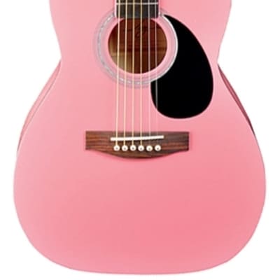 Jay Turser JJ43-PK Dreadnought Basswood Body 3/4 Size Mahogany Neck 6-String Acoustic Guitar - Pink image 4
