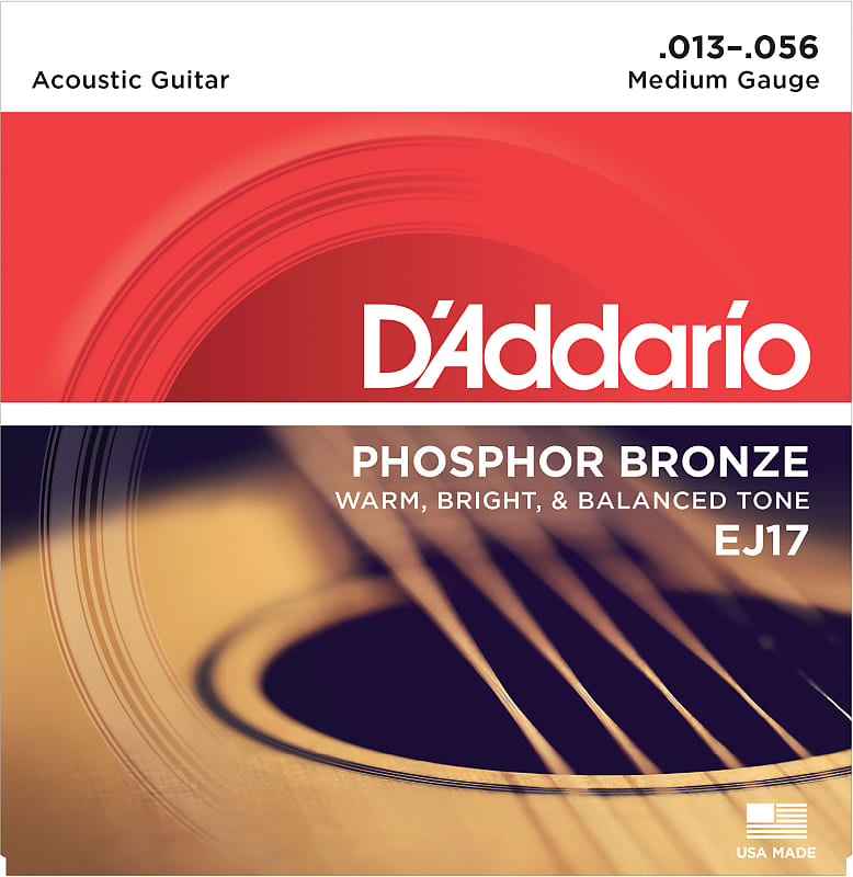 D'Addario EJ17 Phosphor Bronze Acoustic Guitar Strings, Medium, 13-56 image 1