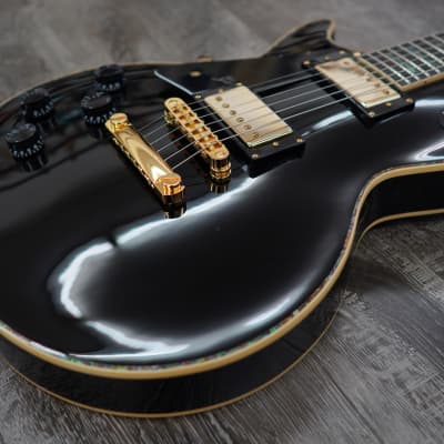 AIO SC77 Left-Handed Electric Guitar - Solid Black (Abalone Inlay) image 7