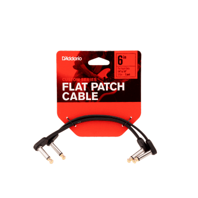 D'Addario PW-FPRR-204 Planet Waves 1/4" TS Right-Angle Flat Patch Cable - 4" (2) image 1