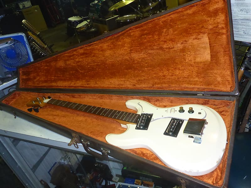 Univox PROJECT Vintage Bass w/Case 1960's White Reverb