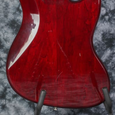 USA Schecter Custom Shop Traditional J-Bass 1998 Transparent Crimson Red Trans Red Left Handed Bass image 3