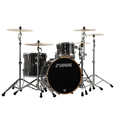 Sonor ProLite 22" Ebony White Stripes 3 Pcs. Shell Set image 1
