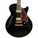 D'Angelico Excel Series SS Semi-Hollow Electric Guitar with Stopbar Tailpiece Regular Black