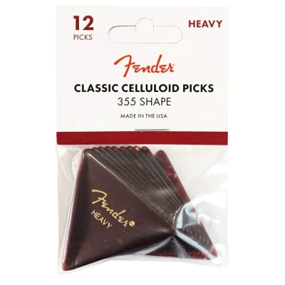 Fender Classic Celluloid 355 Shape Guitar Picks, Heavy, Tortoise Shell, 12-Pack image 4