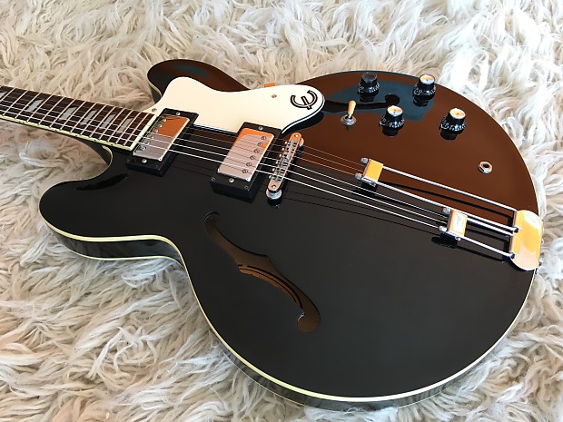 Rare 1995 Epiphone Riviera Ebony (EB) Black MIK Peerless