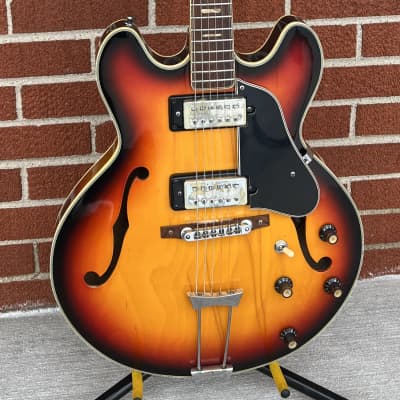 1970’s  Univox Coily  335 Copy Electric Guitar Sunburst image 2