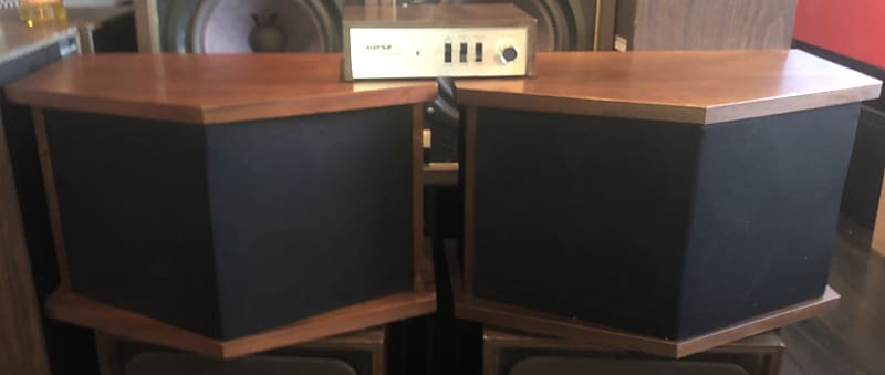 Bose 901 Series 2 Vintage Speakers W/ Tulip Stands and Equalizer Wood Veneer