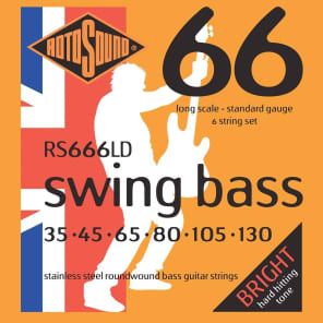 Rotosound RS666LD Swing Bass 66 Stainless Steel Roundwound 6-String Bass Strings - Standard (350-150)