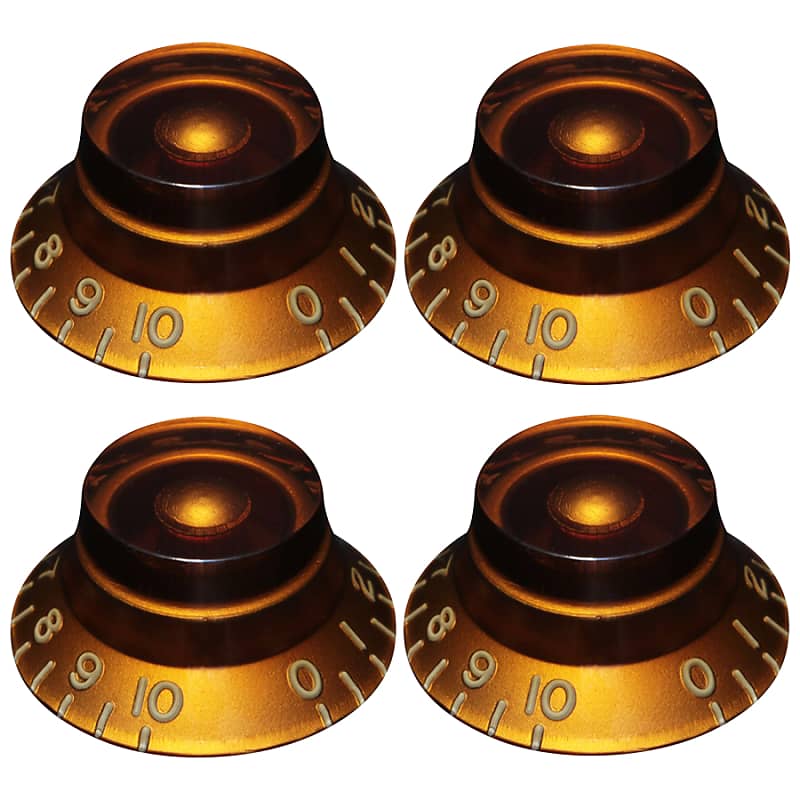 (4) EMBOSSED Top Hat Bell Knobs for Gibson® USA & CTS® Split Reverb