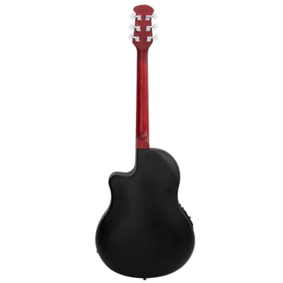 Glarry 41 inch Full-Size Cutaway Acoustic-Electric Guitar Grape Voice Hole Spruce Top Round Back 2020s - Sunset Red image 4