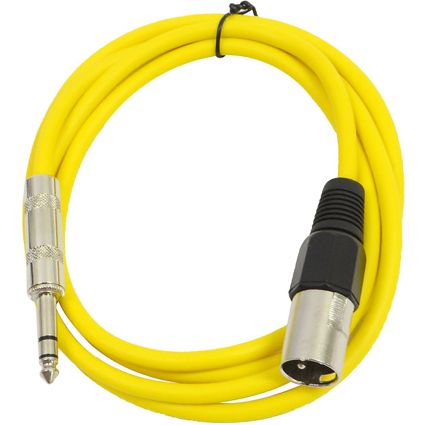 Seismic Audio SATRXL-M6YELLOW XLR Male to 1/4" TRS Male Patch Cable - 6' image 1