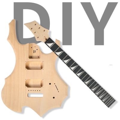 DIY 6 String Flame Shaped Style Electric Guitar Kits with Mahogany Body, Maple Neck and Accessories image 2