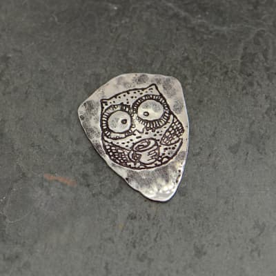 sterling silver guitar pick - playable with cute owl image 4