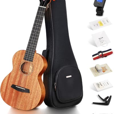 Enya MS Solid Mahogany Tenor Acoustic-Electric Ukulele with Accessories for sale
