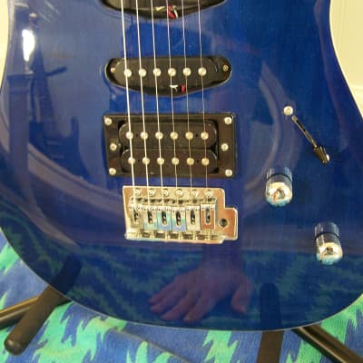 S101 Eagle,  Double Cutaway HSS Electric Guitar, Transparent Blue finish, single binding. image 3