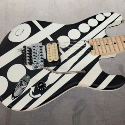 IN-STOCK! 2024 EVH Striped Series guitar in Satin Black / White Circles for sale