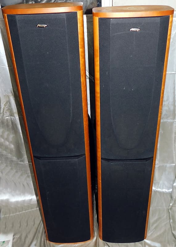 Mirage OM-5 large bipolar powered tower speakers pair  			