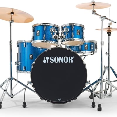 Sonor Force 2007 Complete 5 Piece Drum Kit Inc Hardware and Cymbals Blue  Fade | Reverb