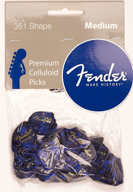 Genuine Fender® 351 Premium Picks, 144 pack, Blue Moto Medium 198-2351-302 image 1