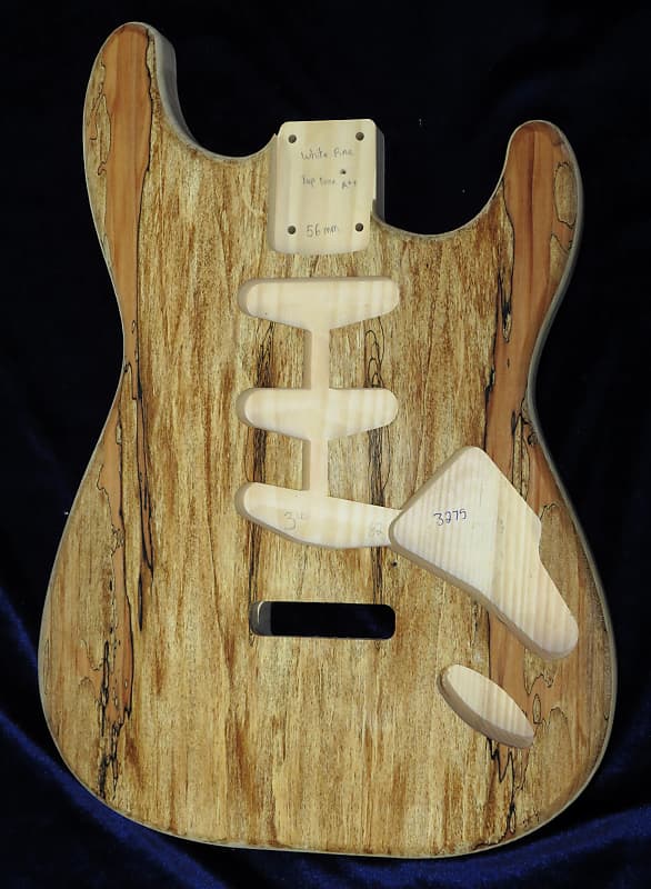 Spalted Maple Top / Aged Pine Wood Strat body - Standard - 3lbs #3275 image 1