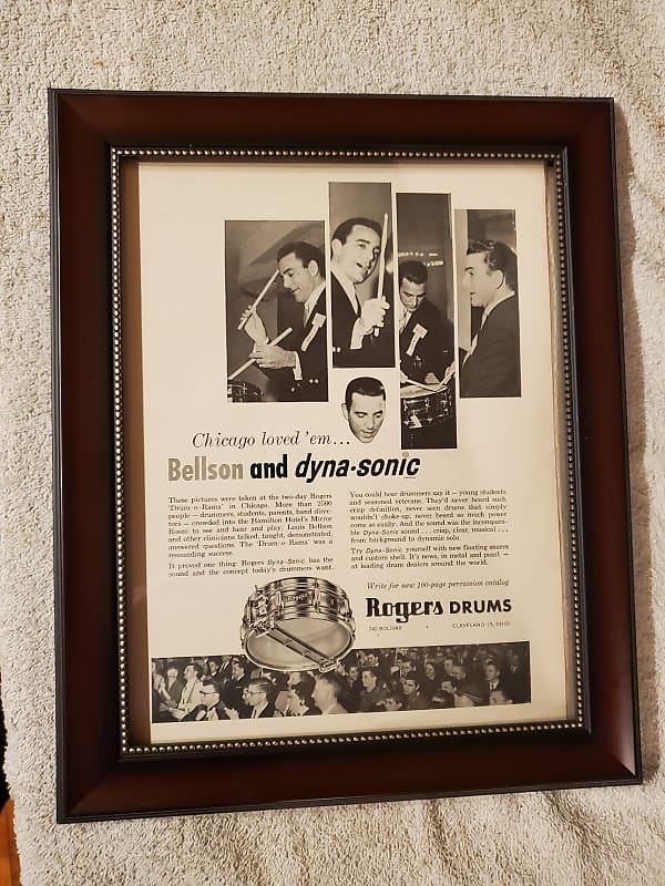 1962 Rogers Drums Promotional Ad Framed Louis Bellson Original image 1