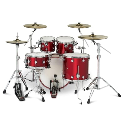 *IN STOCK* DWe Electronic Acoustic Drum Set Kit Shells/Cymbals/Hardware Pack 10/12/16/22" with 14" Matching Snare in Black Cherry Metallic Lacquer image 2