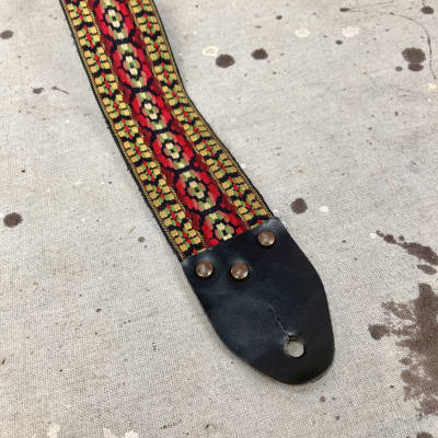 Vintage Ace Style Guitar Strap Woven Red, Yellow, and Black Circa 1960's 1970's image 9