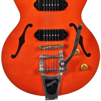 Yamaha AEX-502 Orange Semi-Hollow Electric Guitar with Bigsby Tremolo for sale