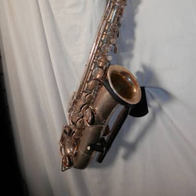 Buescher True Tone Low Pitch C Melody Tenor Saxophone silver with case vintage used AS-IS image 9