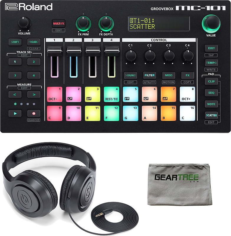 Roland MC-101 Groovebox Compact Music Production Workstation w/ Cloth and Headphones image 1